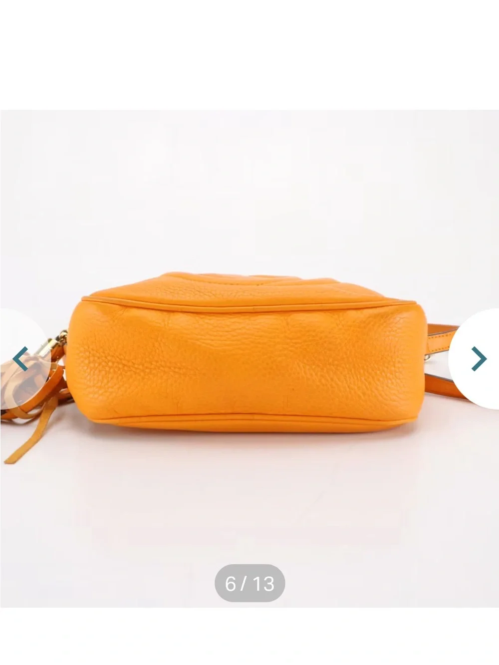Gucci Orange disco Pebbled Leather Crossbody with Tassel